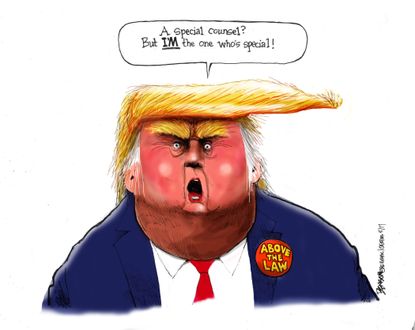 Political cartoon U.S. Trump Russia scandal special counsel