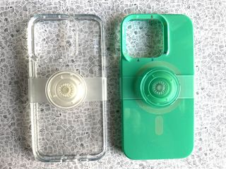 PopSocket Popcase For Magsafe Iphone 13 Pro Lifestyle Clear And Spearmint Flat Lay