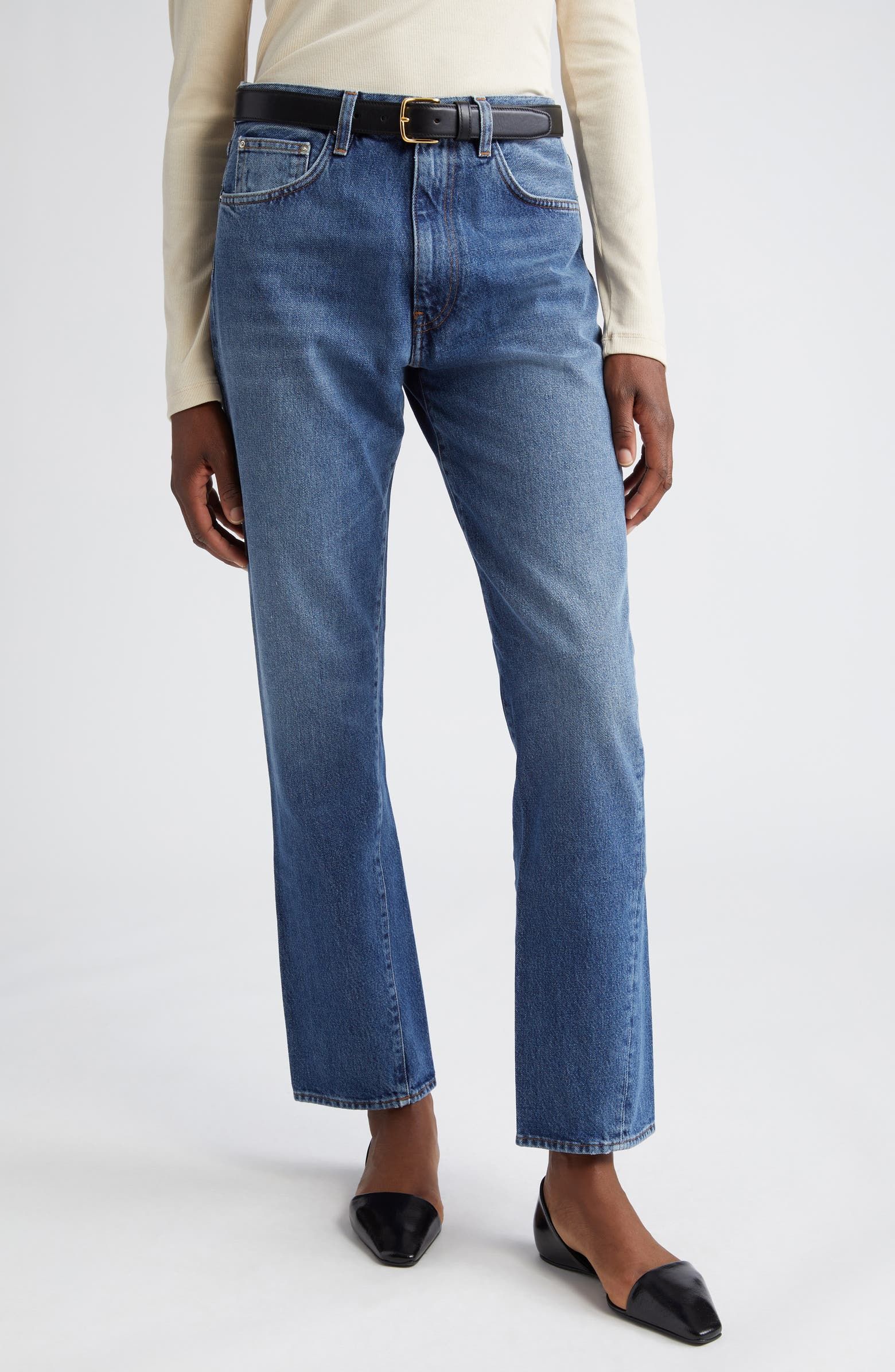 TOTEME, Twisted Seam High Waist Straight Leg Crop Jeans