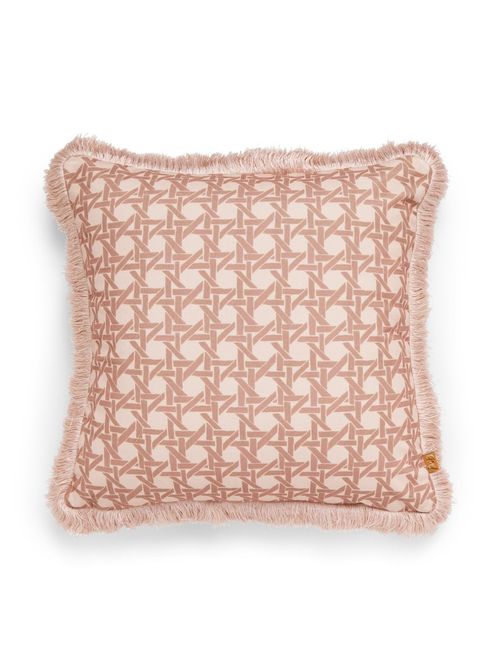 Poodle & Blonde Fringed Rattan Cushion (50cm X 50cm)