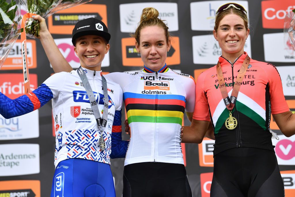 The 2020 podium at La Fleche Wallonne Feminine
