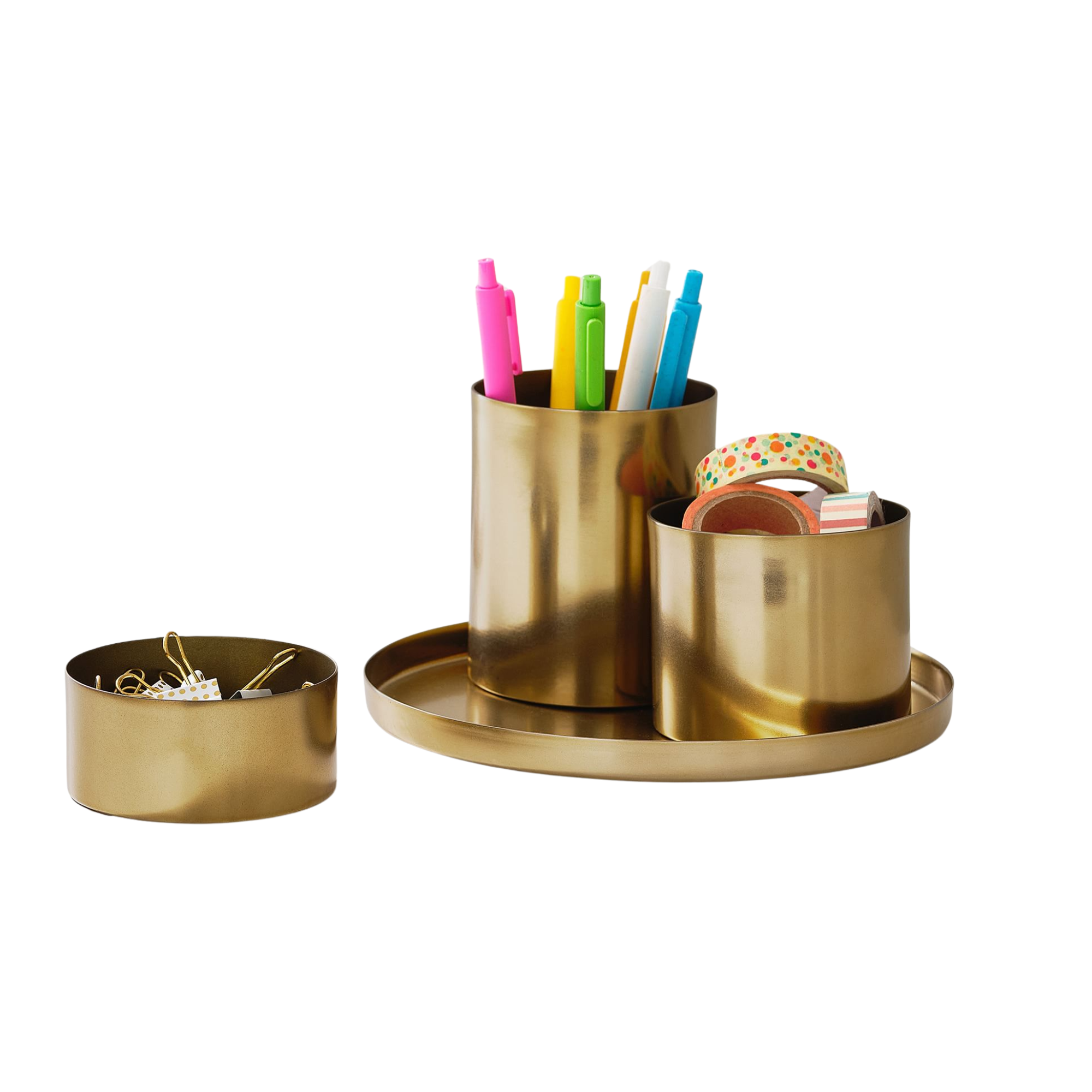 set of gold desk accessories