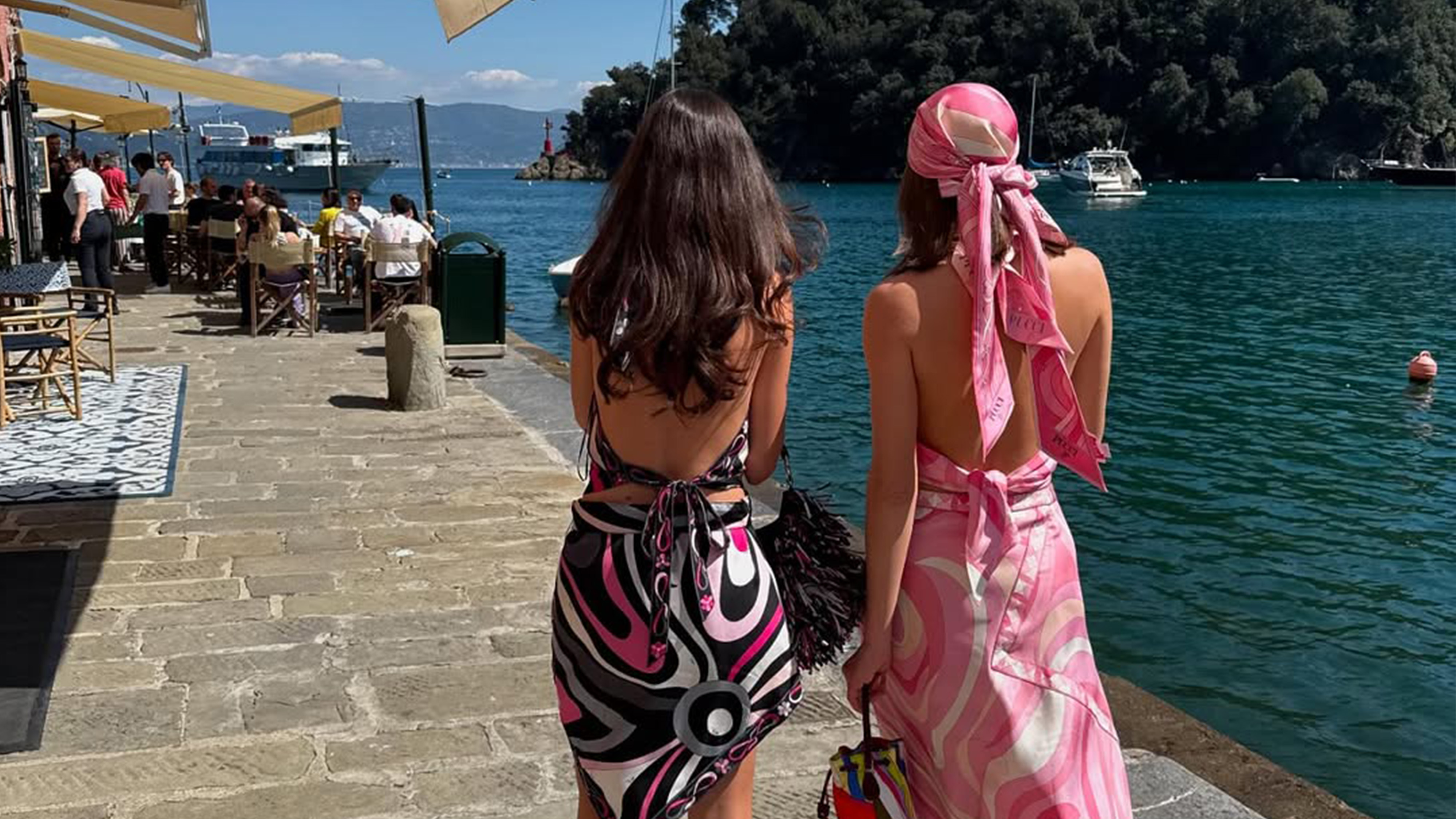 two women wearing Pucci printed outfits in EUrope