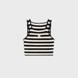 Celine, Triomphe Striped Crop Top in Crocheted Cotton