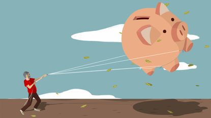illustration of person with flying pig