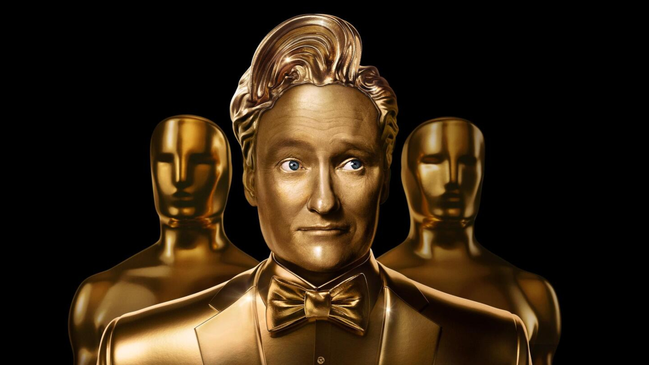 Conan O'Brien se mostró como una estatua de Oscar frente a otras dos en arte promocional para los 97º Premios de la Academia.