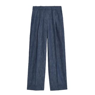 M&S denim look cotton rich wide leg trousers