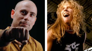 A composite photograph of Armored Saint&rsquo;s John Bush and James Hetfield of Metallica