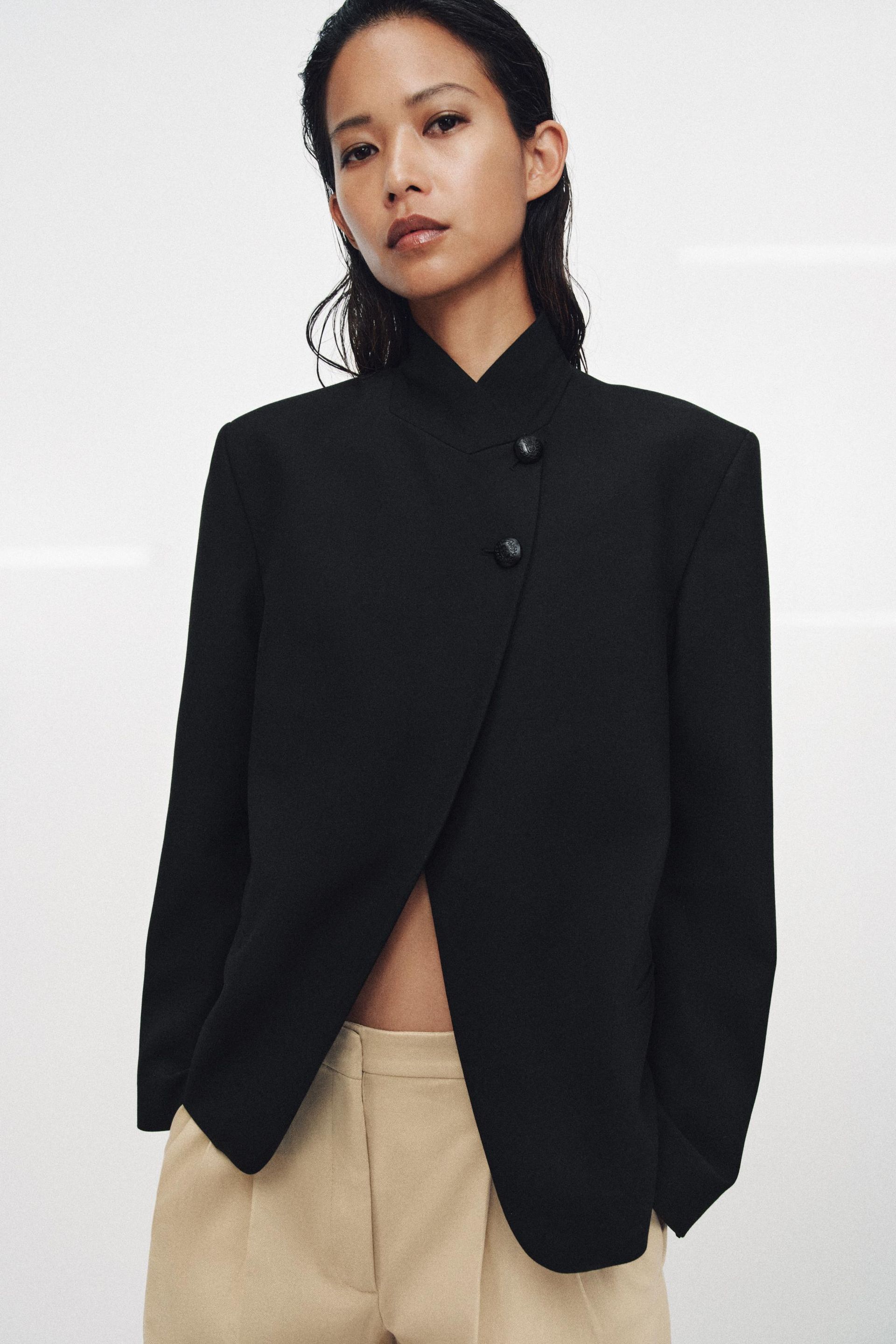 High Neck Buttoned Blazer Zw Collection