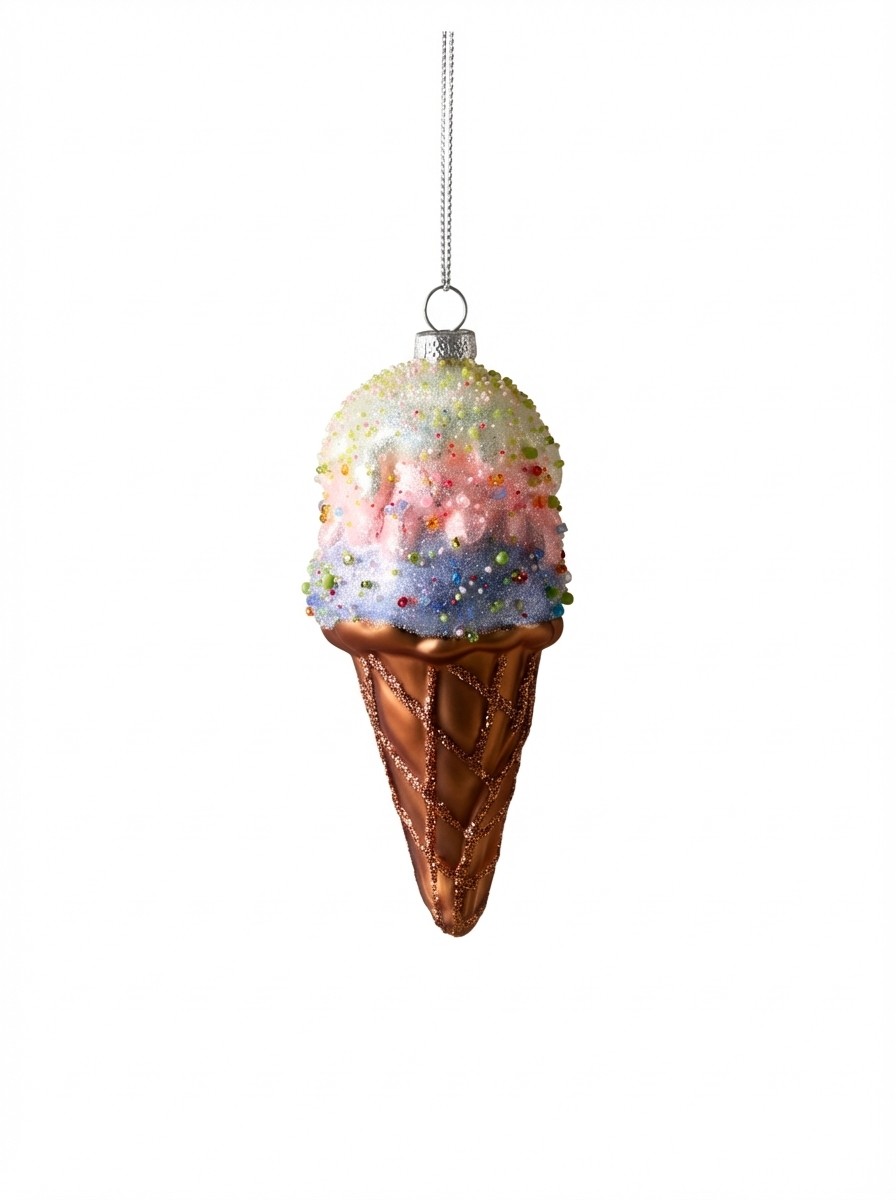 Glass Hanging Ice Cream Cone Decoration