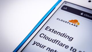 The logo of Cloudflare in its website on iOS viewed in privacy mode