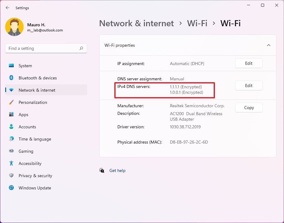 Confirm DOH on Wi-Fi