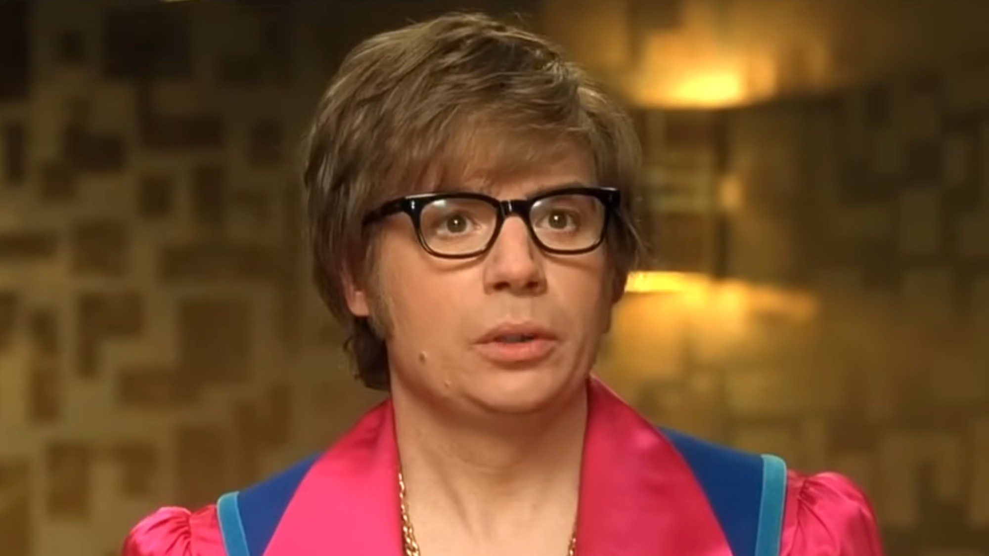 Austin Powers looking surprised in Goldmember. 