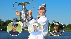 Nelly Korda holds the Chevron Championship trophy