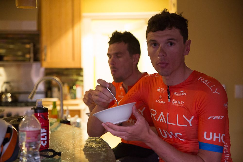 Matteo Dal-Cin refuels after a training ride