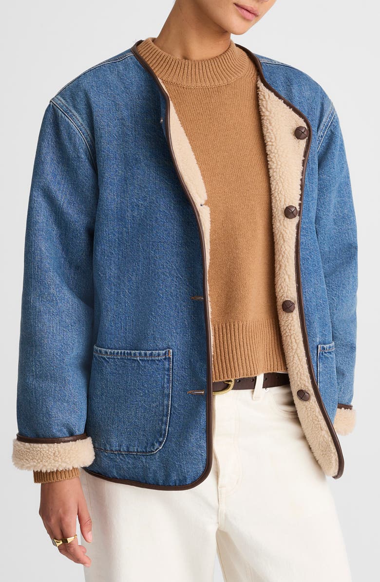 Denim &amp;amp; Faux Shearling Reversible Jacket