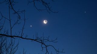 Crescent Moon, Venus, and Jupiter in Conjunction