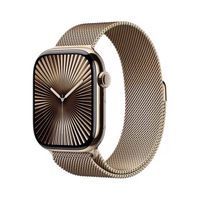 Apple Watch Series 10 GPS + Cellular, 46mm, Titanium Case, Small-Medium, Milanese Loop, Gold