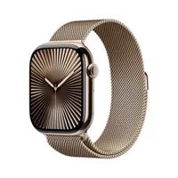 Apple Watch Series 10 GPS + Cellular, 46mm, Titanium Case, Small-Medium, Milanese Loop, Gold