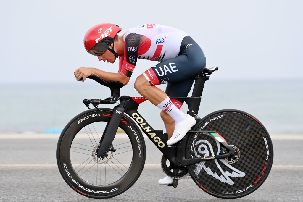 ALICANTE SPAIN AUGUST 30 Joao Almeida of Portugal and UAE Team Emirates sprints during the 77th Tour of Spain 2022 Stage 10 a 309km individual time trial stage from Elche to Alicante LaVuelta22 WorldTour on August 30 2022 in Alicante Spain Photo by Justin SetterfieldGetty Images