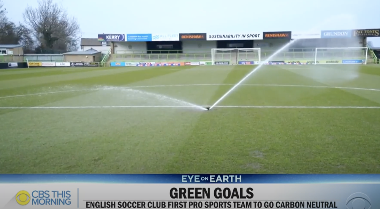 The soccer club collects all of its water to reuse.