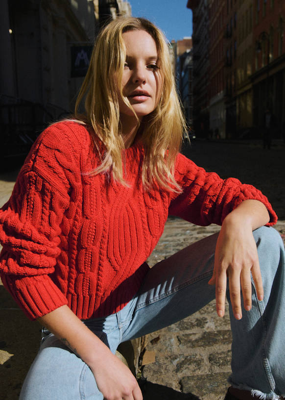 Evan Jumper - Red - 0rganic Cotton - Textile Made From Organic Fibers - S&amp;eacute;zane