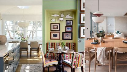 Dining room alternatives, open-plan kitchen diner, green dining nook, open-plan dining living room