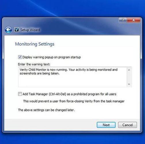 Verity’s setup wizard helps you through the installation and setup process.