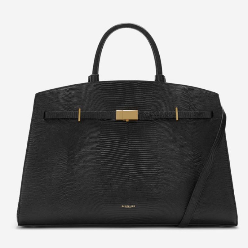 black leather tote