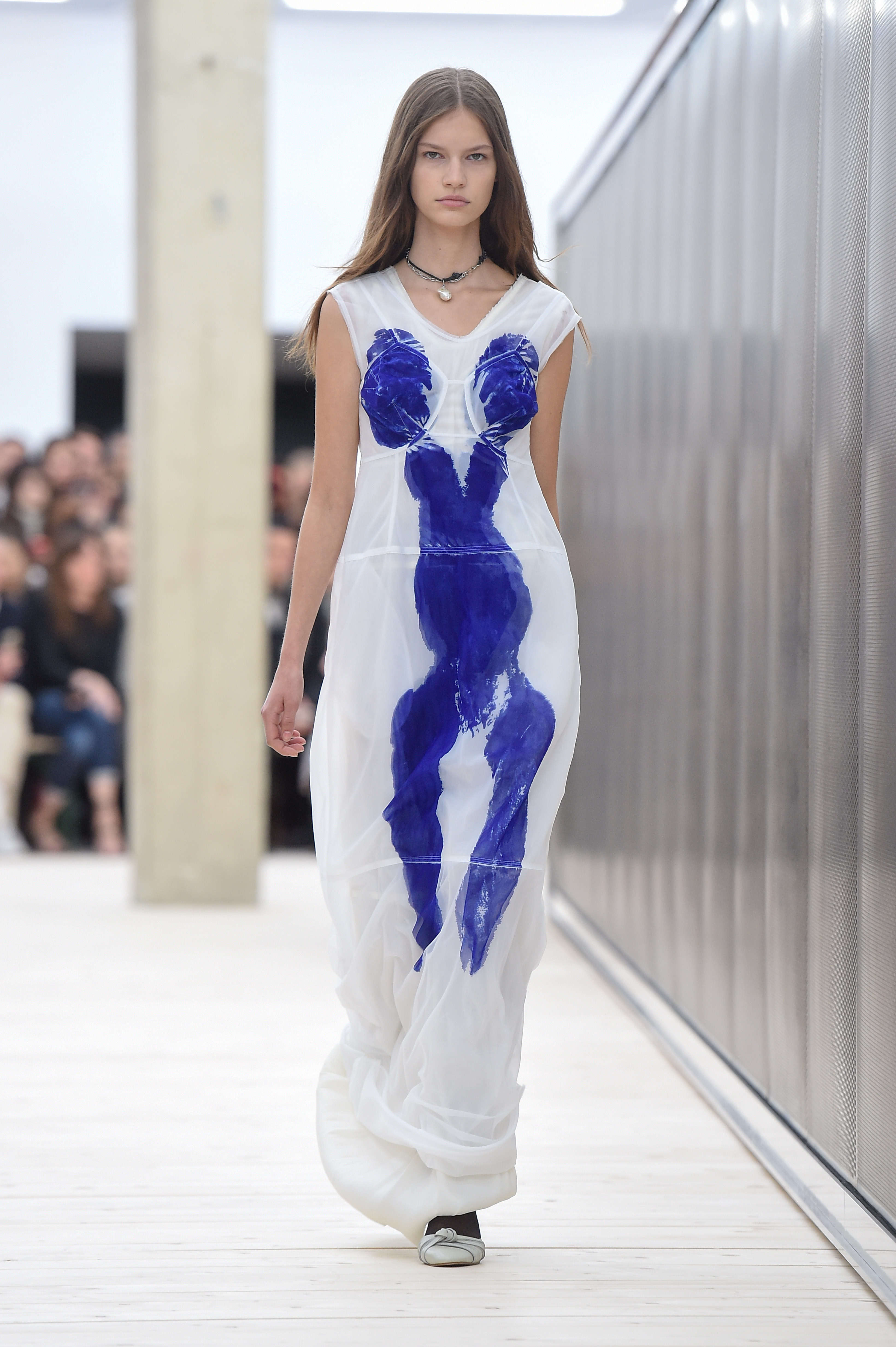 PARIS, FRANCE - OCTOBER 02: A model walks the runway during the Celine show as part of the Paris Fashion Week Womenswear Spring/Summer 2017on October 2, 2016 in Paris, France. (Photo by Stephane Cardinale - Corbis/Corbis via Getty Images)