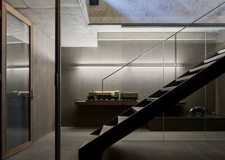 Steel and timber staircase at Lake Wendouree house, by Inarc Architects, Ballarat, Australia