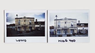 Side-by-side sample images taken on the Lomo'Instant Wide Glass and the Instax Wide 400