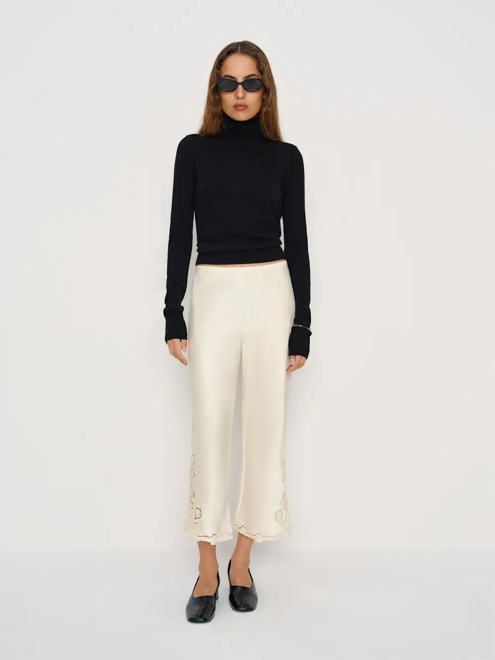 Reformation, Gale Satin Mid Rise Capri Pant