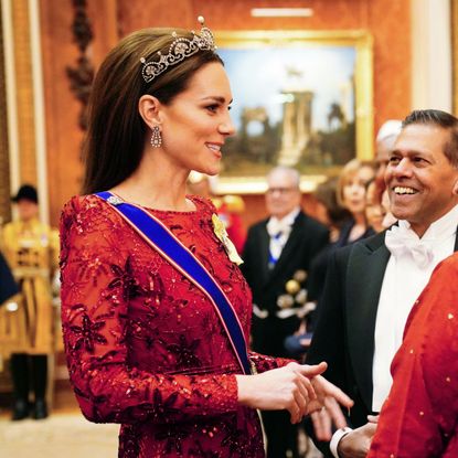 Catherine, Princess of Wales during a Diplomatic Corps reception at Buckingham Palace on December 6, 2022 in London, England. The last Reception for the Diplomatic Corps was hosted by Queen Elizabeth II at Buckingham Palace in December 2019