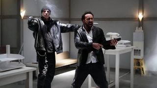 Nick Cassavetes and Nicolas Cage in Prisoners of the Ghostland