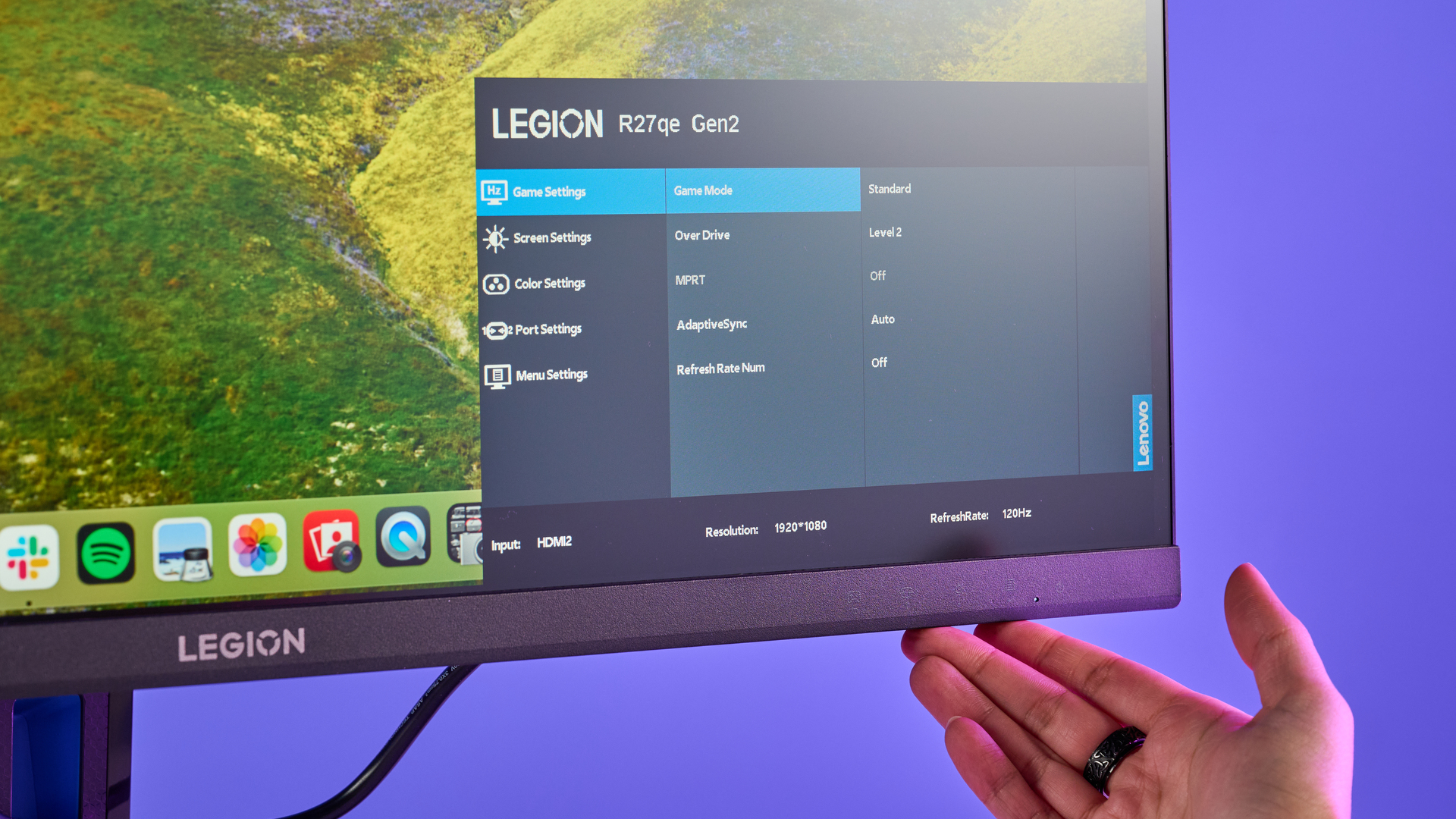 A Lenovo Legion R27qe Gen 2 gaming monitor
