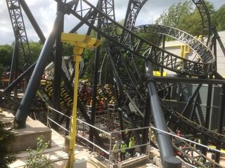 Emergency services attending the crash scene on the Alton Towers Smiler ride