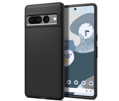 Bästa Google Pixel 7 Pro-skal: Spigen Liquid Air-skalet och en Google Pixel 7 Pro mot en vit bakgrund.
