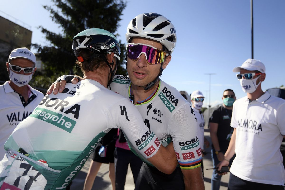 Giro dItalia 2021 104th Edition 10th stage LAquila Foligno 139 km 17052021 Peter Sagan SVK Bora Hansgrohe Felix Grossschartner AUT Bora Hansgrohe photo POOL Fabio FerrariBettiniPhoto2021