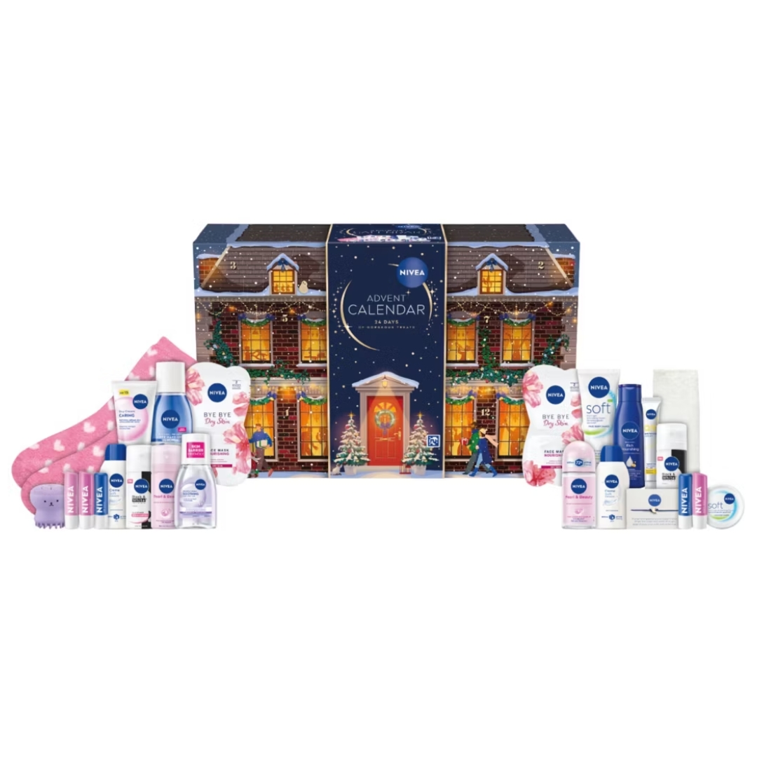 NIVEA Women's Advent Calendar with its contents in front of it