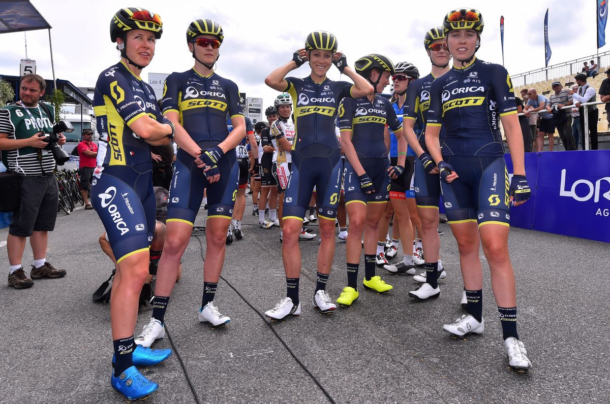 The Orica team wait for sign on
