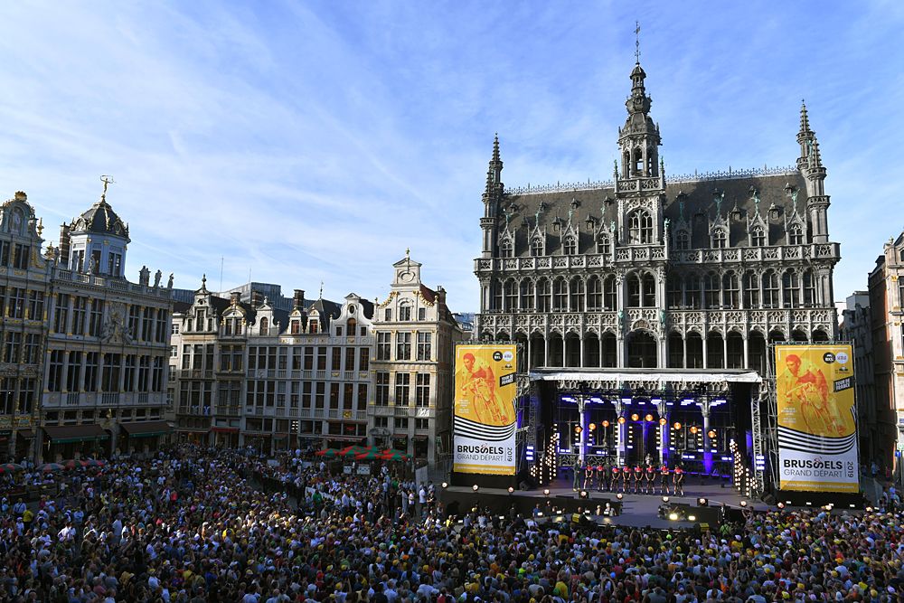 Team Ineos on stage at the Tour de France presentation in Brussels
