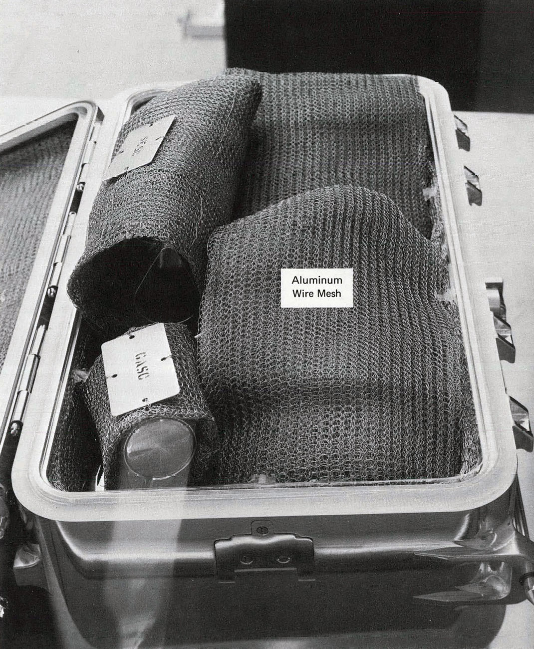 Pre-flight photo of an Apollo 13 sample return container (SRC). Had the mission landed on the moon as planned, this SRC would have been used to hold rocks and lunar soil (regolith) samples.