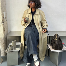 @frannfyne wears jeans and loafers