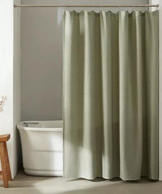 Green textured shower curtain