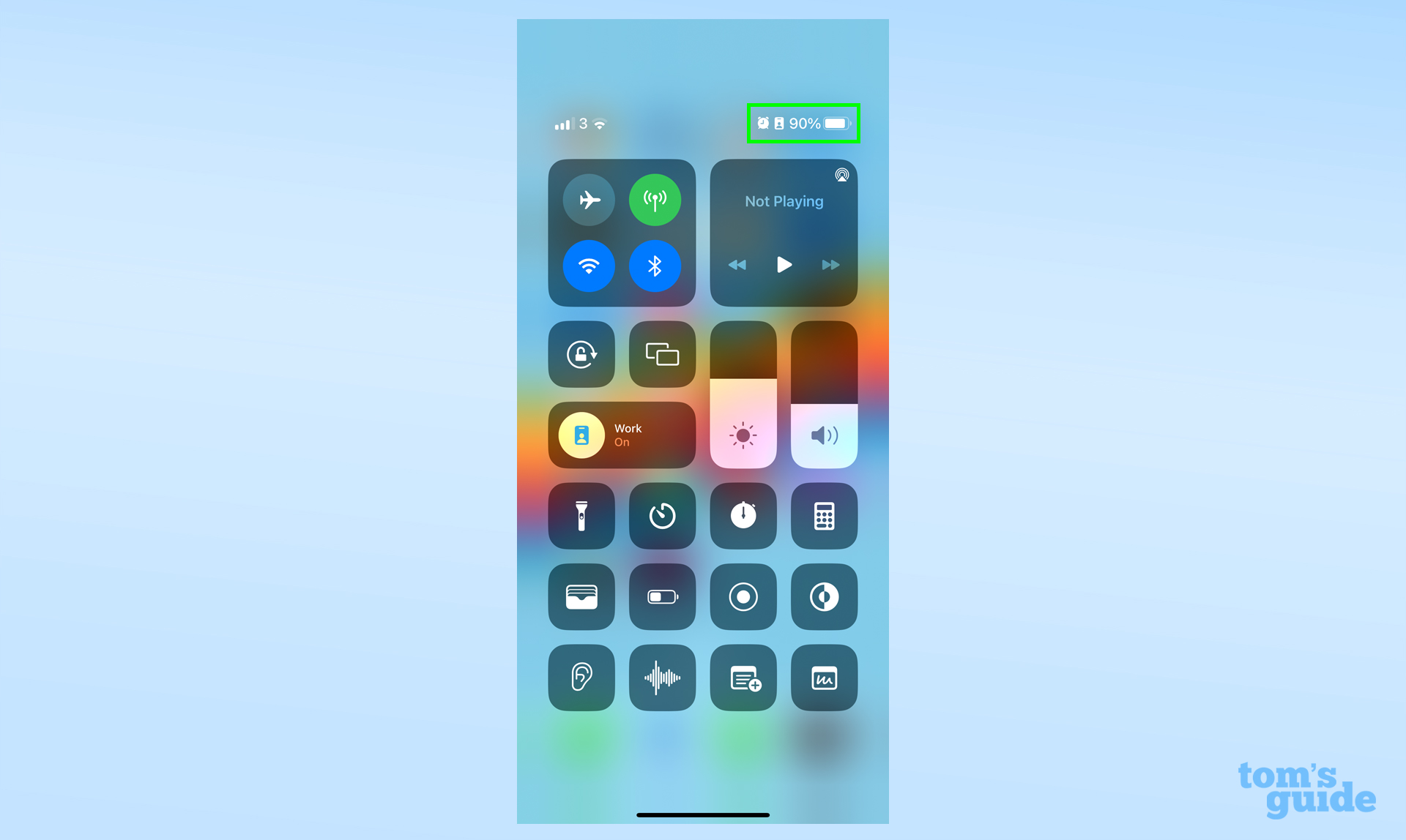 Экран Центра управления в iOS 16