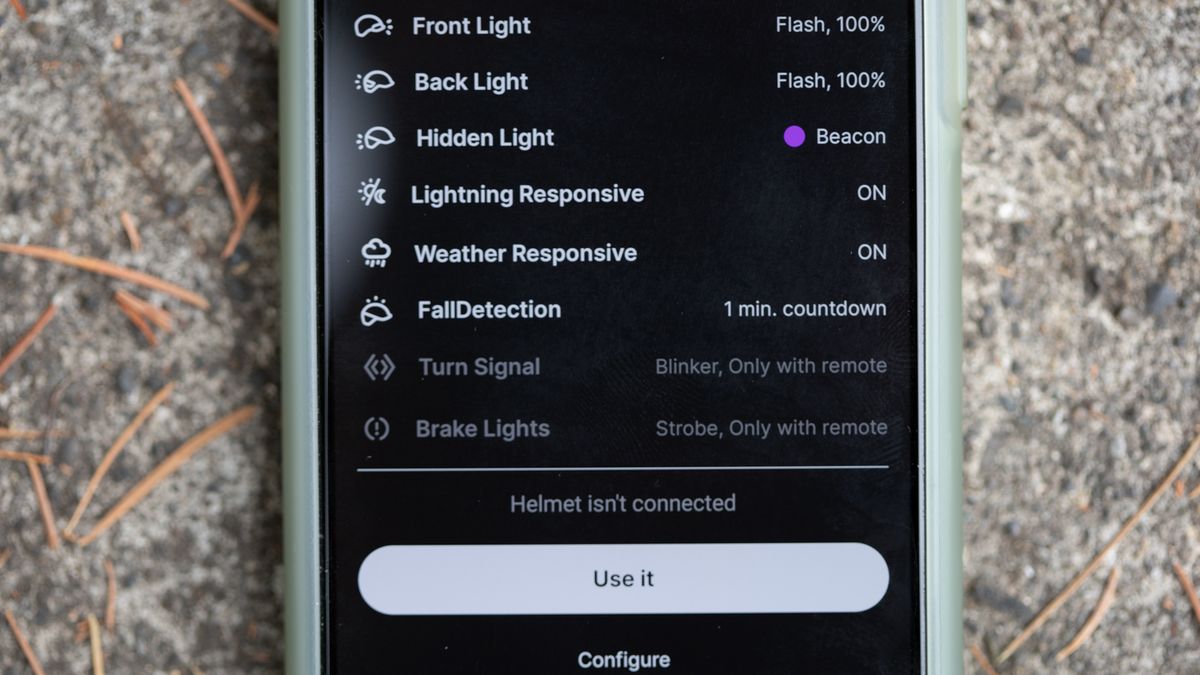 Unit1 Faro helmet settings as specified