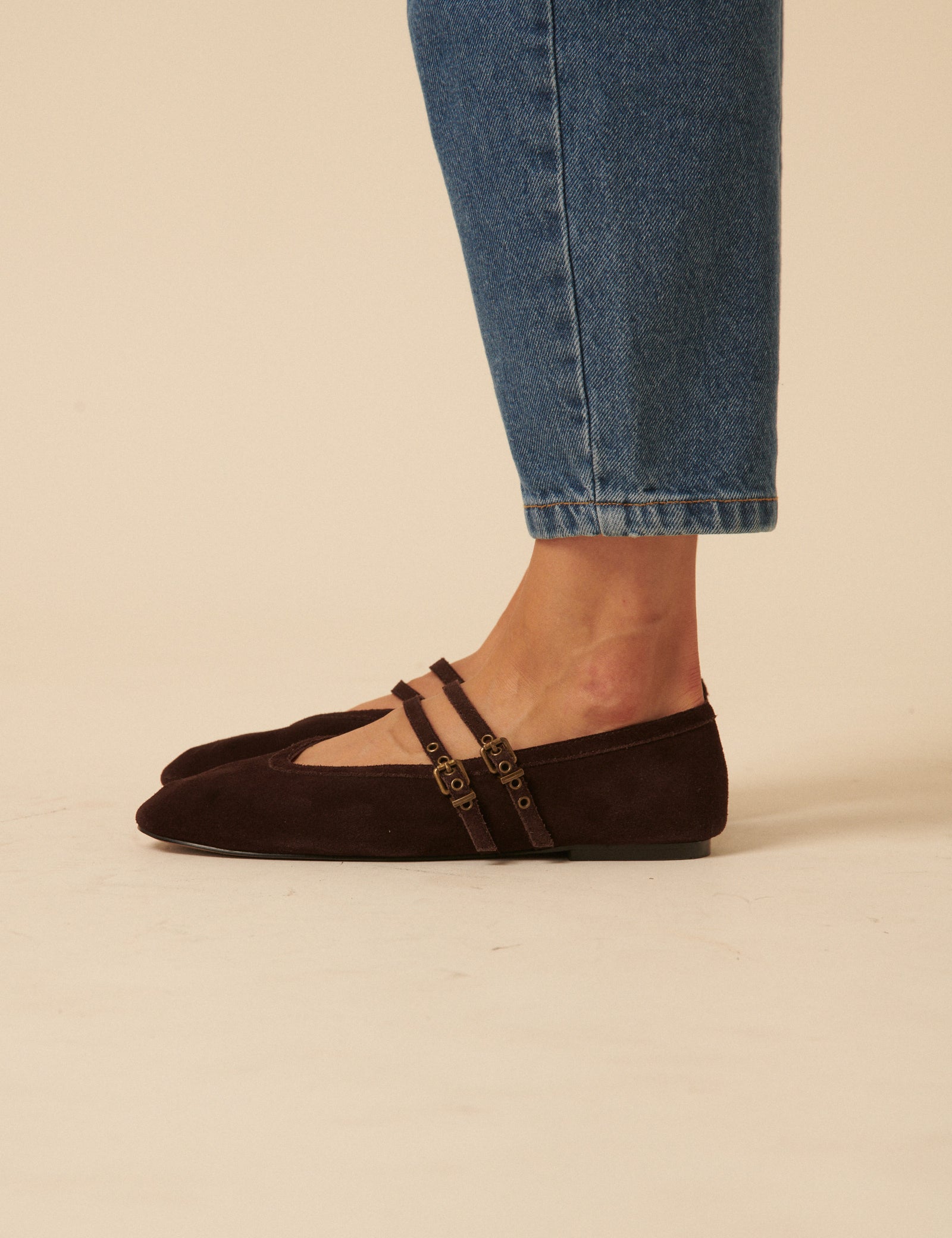 Chocolate Brown Suede Ballerina Flats