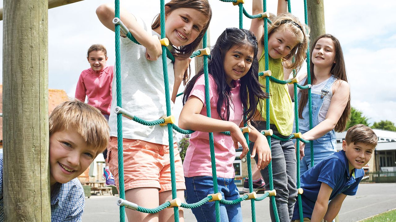 Kids on a climbing frame