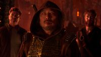 (L-R) Karl Urban as “Johnny Cage”, Hiroyuki Sanada as “Scorpion”, and Josh Lawson as “Kano” in New Line Cinema’s “Mortal Kombat 2,” a Warner Bros. Pictures release.